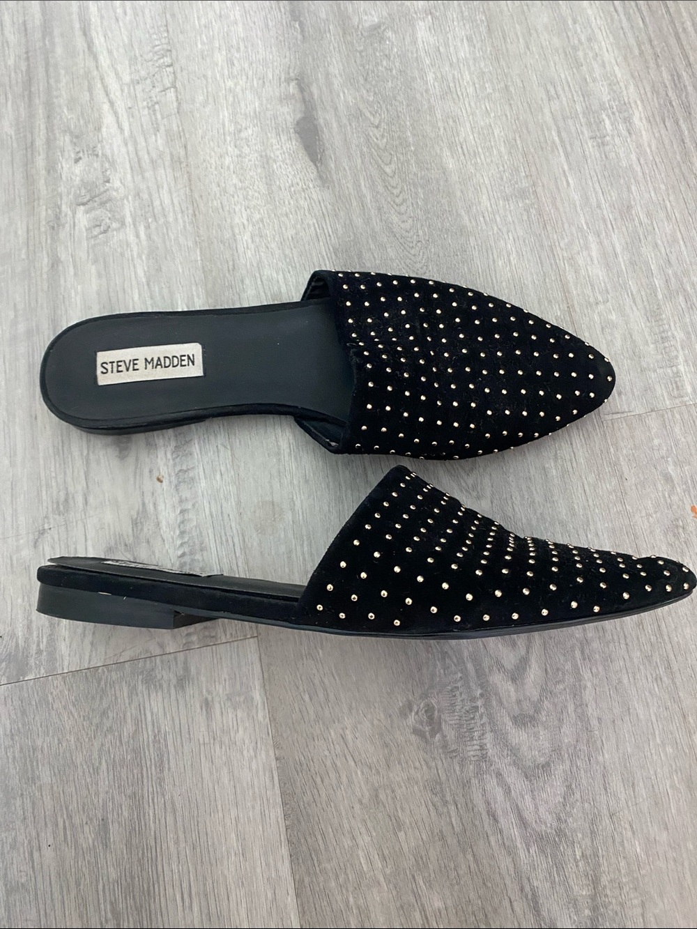 Steve Madden Trace Black leather studded mule flat size 9 - Picture 4 of 4